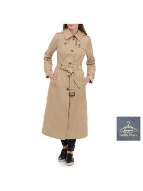 Single Breasted Long Trench Coat with Belt for Women